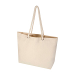Recycled cotton beach bag with rope handles, 270 g/m2 natural colour