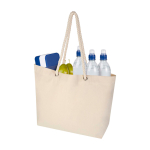 Recycled cotton beach bag with rope handles, 270 g/m2 natural colour