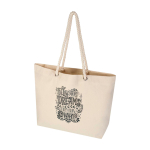 Recycled cotton beach bag with rope handles, 270 g/m2 natural colour