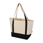 Multi-purpose recycled cotton bag with double handles, 320 g/m2 black colour