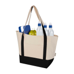 Multi-purpose recycled cotton bag with double handles, 320 g/m2 black colour