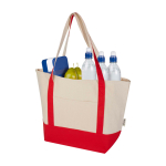 Multi-purpose recycled cotton bag with double handles, 320 g/m2 red colour