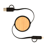 Retractable 5-in-1 fast charging cable with data sync black colour