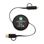 Retractable 5-in-1 fast charging cable with data sync black colour