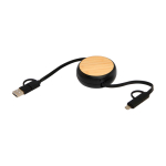 Retractable 5-in-1 fast charging cable with data sync black colour