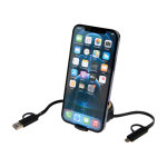Retractable 5-in-1 fast charging cable with data sync black colour