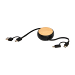 Retractable 5-in-1 fast charging cable with data sync black colour