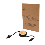 Retractable 5-in-1 fast charging cable with data sync black colour