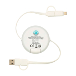 Retractable 5-in-1 fast charging cable with data sync white colour