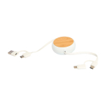 Retractable 5-in-1 fast charging cable with data sync white colour