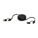 Retractable data sync cable with plastic and aluminium black colour