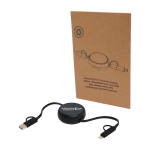 Retractable data sync cable with plastic and aluminium black colour