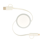 Retractable data sync cable with plastic and aluminium silver colour