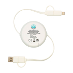 Retractable data sync cable with plastic and aluminium silver colour