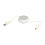 Retractable data sync cable with plastic and aluminium silver colour