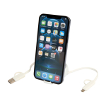 Retractable data sync cable with plastic and aluminium silver colour