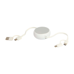 Retractable data sync cable with plastic and aluminium silver colour