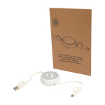 Retractable data sync cable with plastic and aluminium silver colour