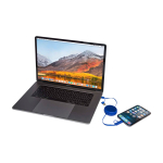 Retractable data sync cable with plastic and aluminium royal blue colour