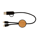 Data sync and fast charging cable with bamboo, 27W black colour
