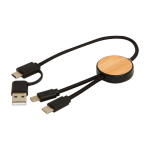 Data sync and fast charging cable with bamboo, 27W black colour