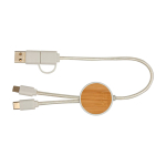 Data sync and fast charging cable with bamboo, 27W white colour