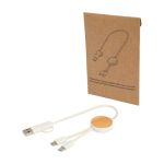 Data sync and fast charging cable with bamboo, 27W white colour