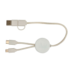 Data sync and fast charging cable with bamboo, 27W white colour