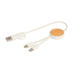 Data sync and fast charging cable with bamboo, 27W white colour