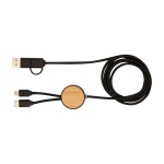 Recycled plastic and bamboo 5-in-1 fast charging cable, 27W black colour