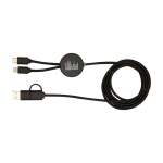 Recycled plastic and bamboo 5-in-1 fast charging cable, 27W black colour