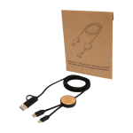 Recycled plastic and bamboo 5-in-1 fast charging cable, 27W black colour