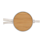 Recycled plastic and bamboo 5-in-1 fast charging cable, 27W white colour