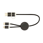 Aluminium and recycled plastic 5-in-1 fast charging cable black colour
