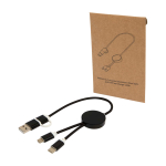 Aluminium and recycled plastic 5-in-1 fast charging cable black colour