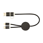 Aluminium and recycled plastic 5-in-1 fast charging cable black colour