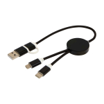 Aluminium and recycled plastic 5-in-1 fast charging cable black colour