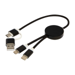 Aluminium and recycled plastic 5-in-1 fast charging cable black colour