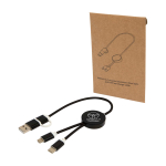 Aluminium and recycled plastic 5-in-1 fast charging cable black colour