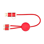 Aluminium and recycled plastic 5-in-1 fast charging cable red colour