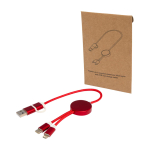 Aluminium and recycled plastic 5-in-1 fast charging cable red colour