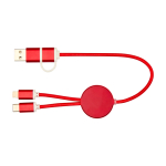 Aluminium and recycled plastic 5-in-1 fast charging cable red colour
