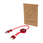 Aluminium and recycled plastic 5-in-1 fast charging cable red colour