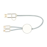 Aluminium and recycled plastic 5-in-1 fast charging cable silver colour