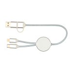 Aluminium and recycled plastic 5-in-1 fast charging cable silver colour