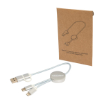 Aluminium and recycled plastic 5-in-1 fast charging cable silver colour