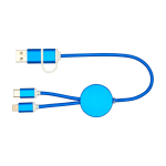 Aluminium and recycled plastic 5-in-1 fast charging cable royal blue colour