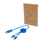 Aluminium and recycled plastic 5-in-1 fast charging cable royal blue colour