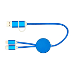 Aluminium and recycled plastic 5-in-1 fast charging cable royal blue colour