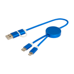 Aluminium and recycled plastic 5-in-1 fast charging cable royal blue colour